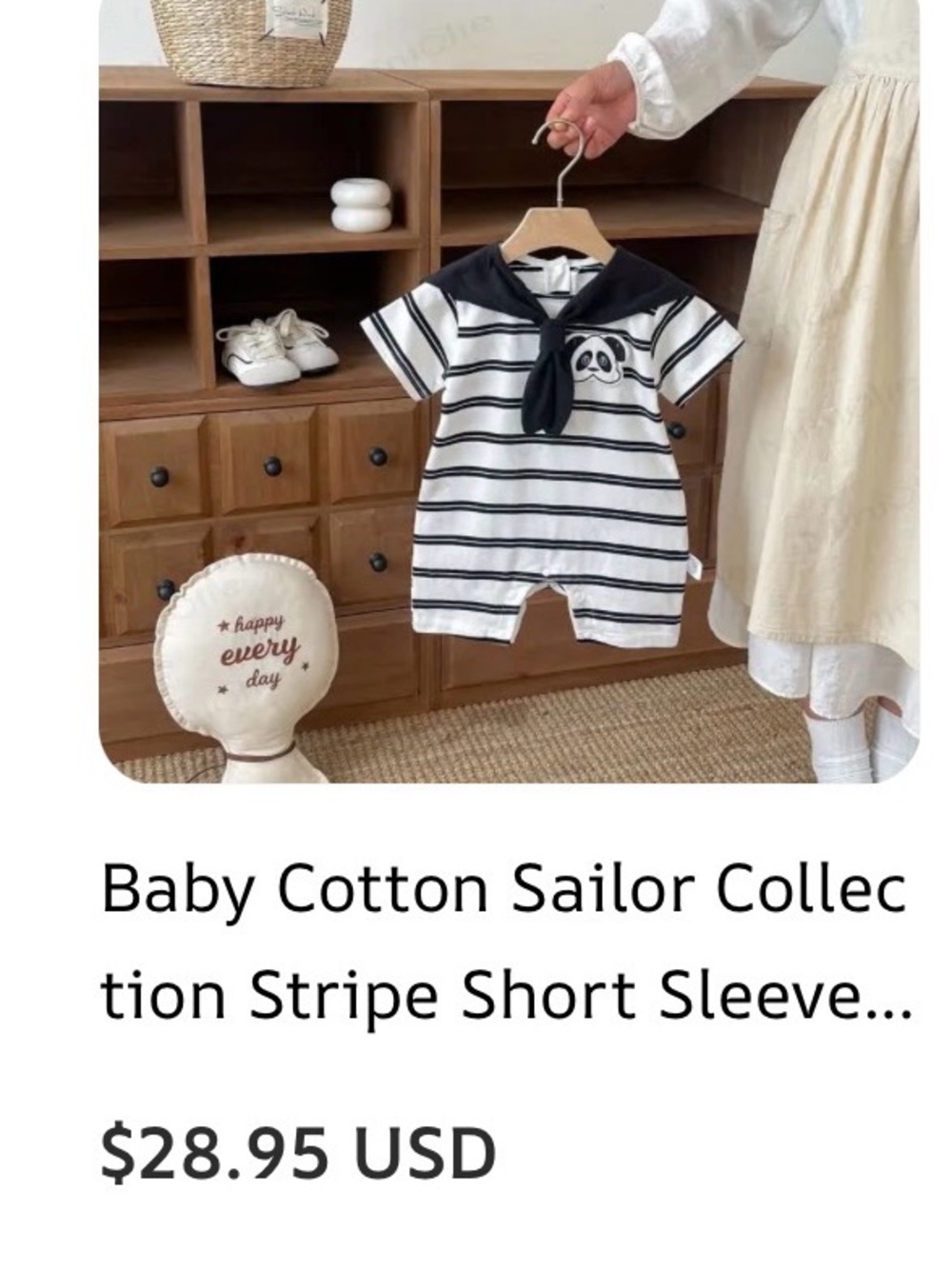 Sailor Striped Panda Romper - NWT
